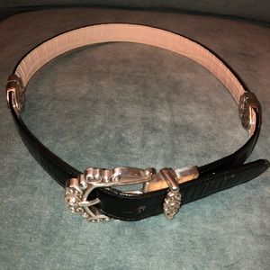 Brighton Reversible Black Embossed Leather Belt
